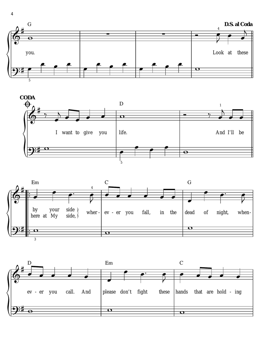 By Your Side Easy Piano scores gallery preview page 4