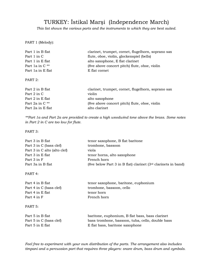 Turkey National Anthem: İstikal Marşi (Independence March) Concert Band scores gallery preview page 3