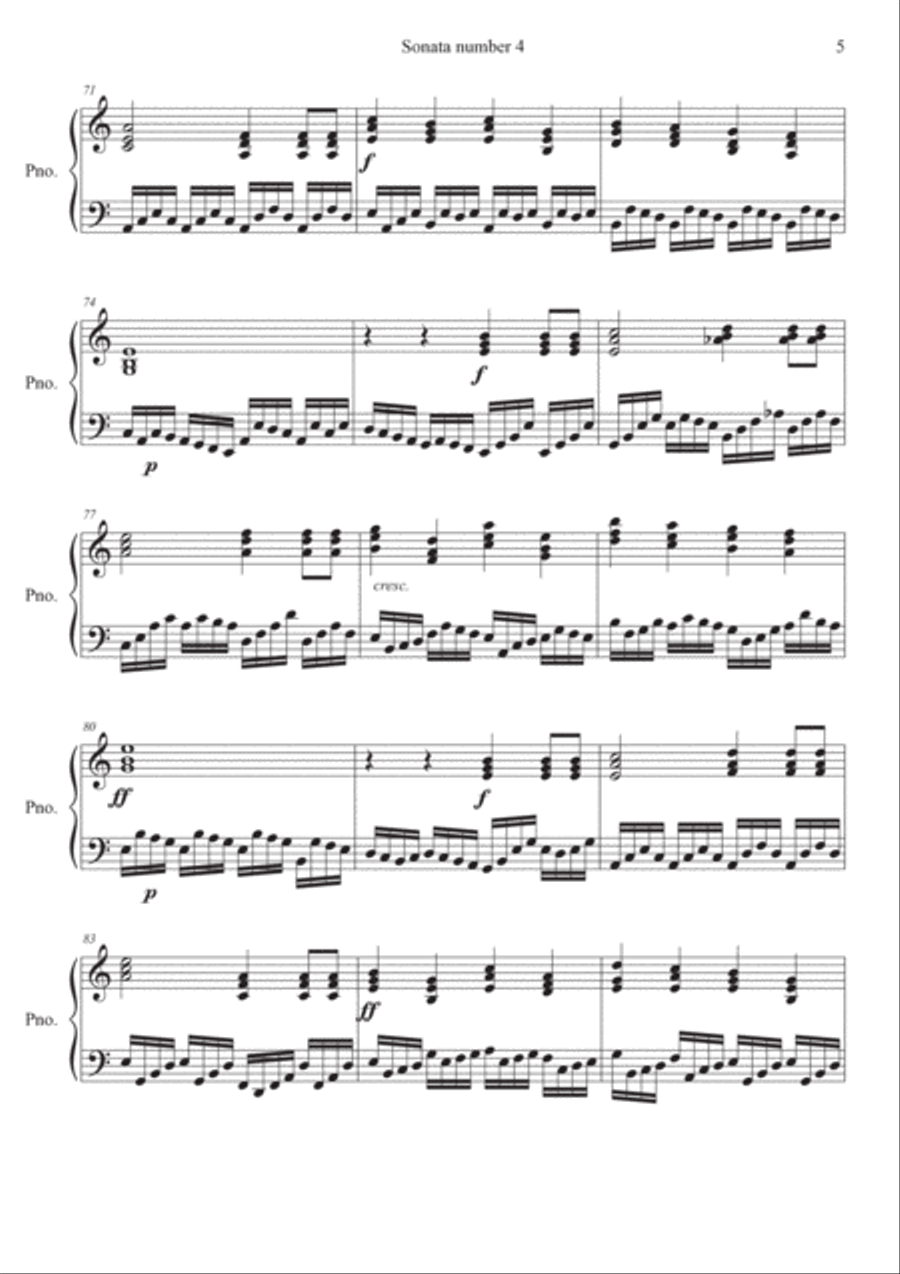 Piano Sonata Number 4, Movement 3 Piano Solo scores gallery preview page 5