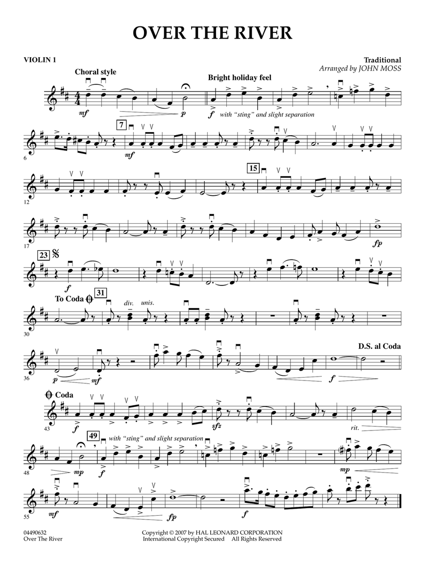 Over The River - Violin 1 Orchestra scores gallery preview page 1
