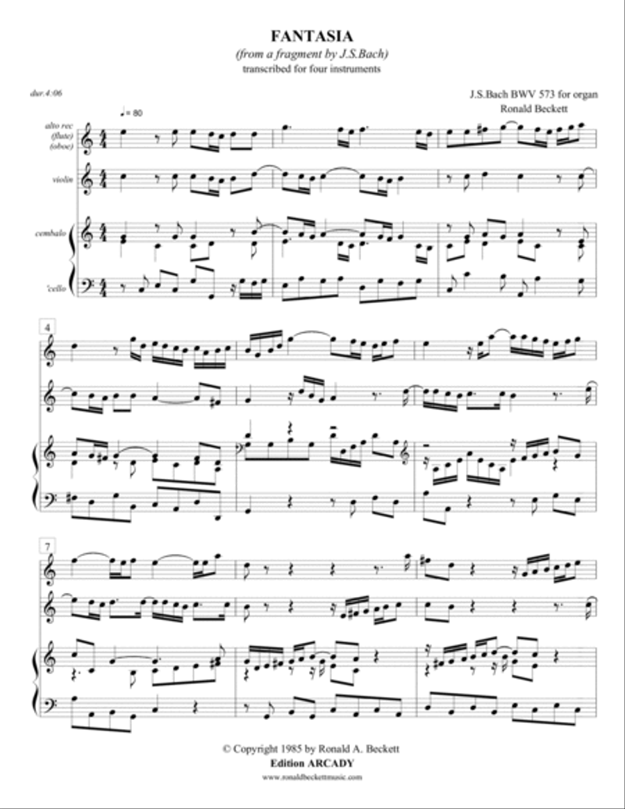 Fantasia (from a fragment by JS Bach) Small Ensemble scores gallery preview page 2