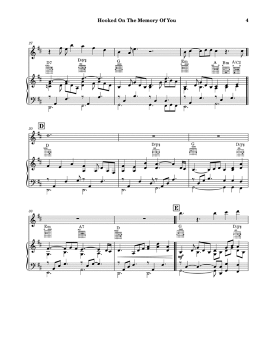 Hooked On The Memory Of You Piano scores gallery preview page 5