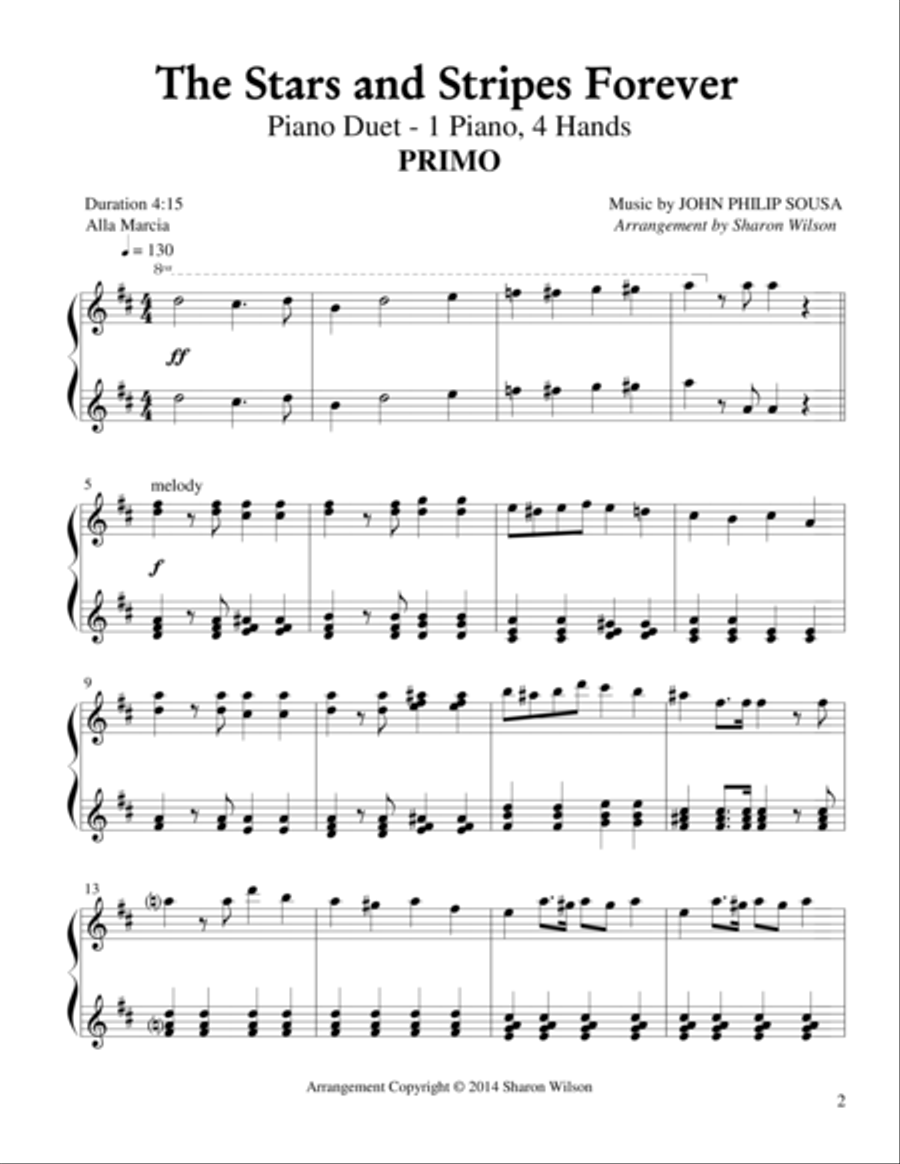 The Stars and Stripes Forever (1 Piano, 4 Hands) 1 Piano, 4-Hands scores gallery preview page 3