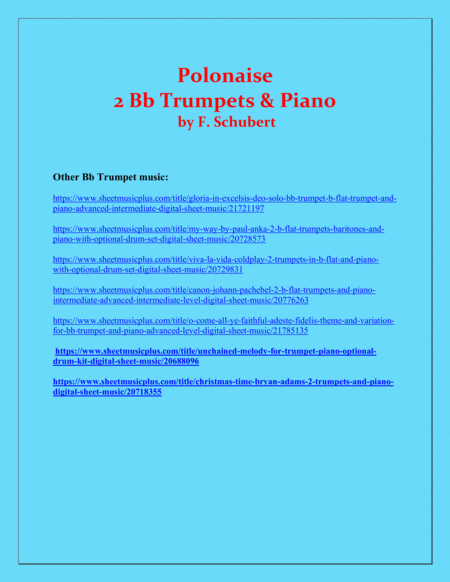 Polonaise - F.Schubert - 2 Bb Trumpets and Piano - Advanced Intermediate image number null
