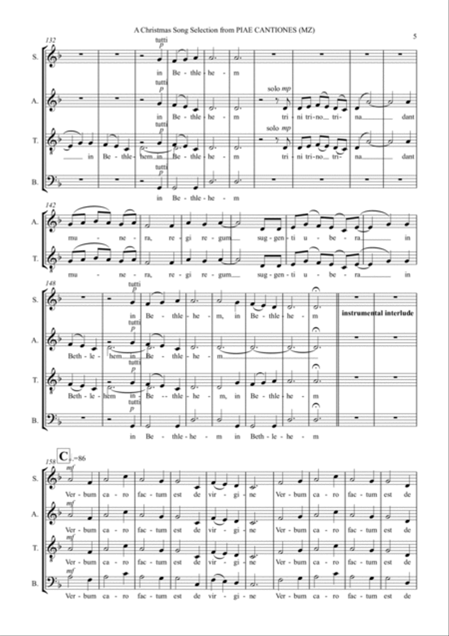 A Christmas Song Selection from PIAE CANTIONES 4-Part scores gallery preview page 5