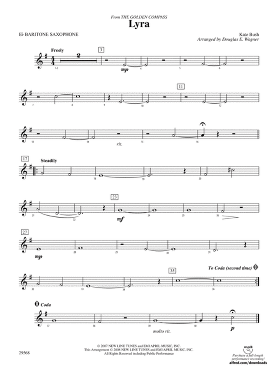 Lyra (from The Golden Compass): E-flat Baritone Saxophone