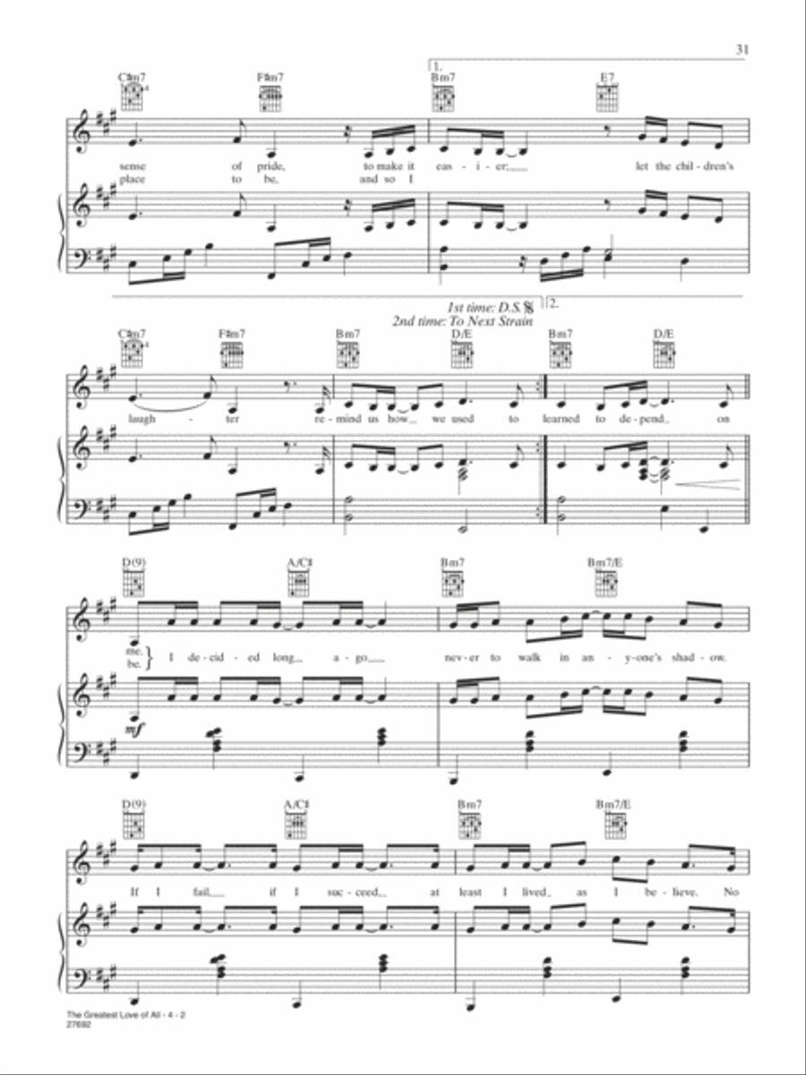 The Greatest Love Of All The Greatest Love Of All Piano, Vocal, Guitar scores gallery preview page 2