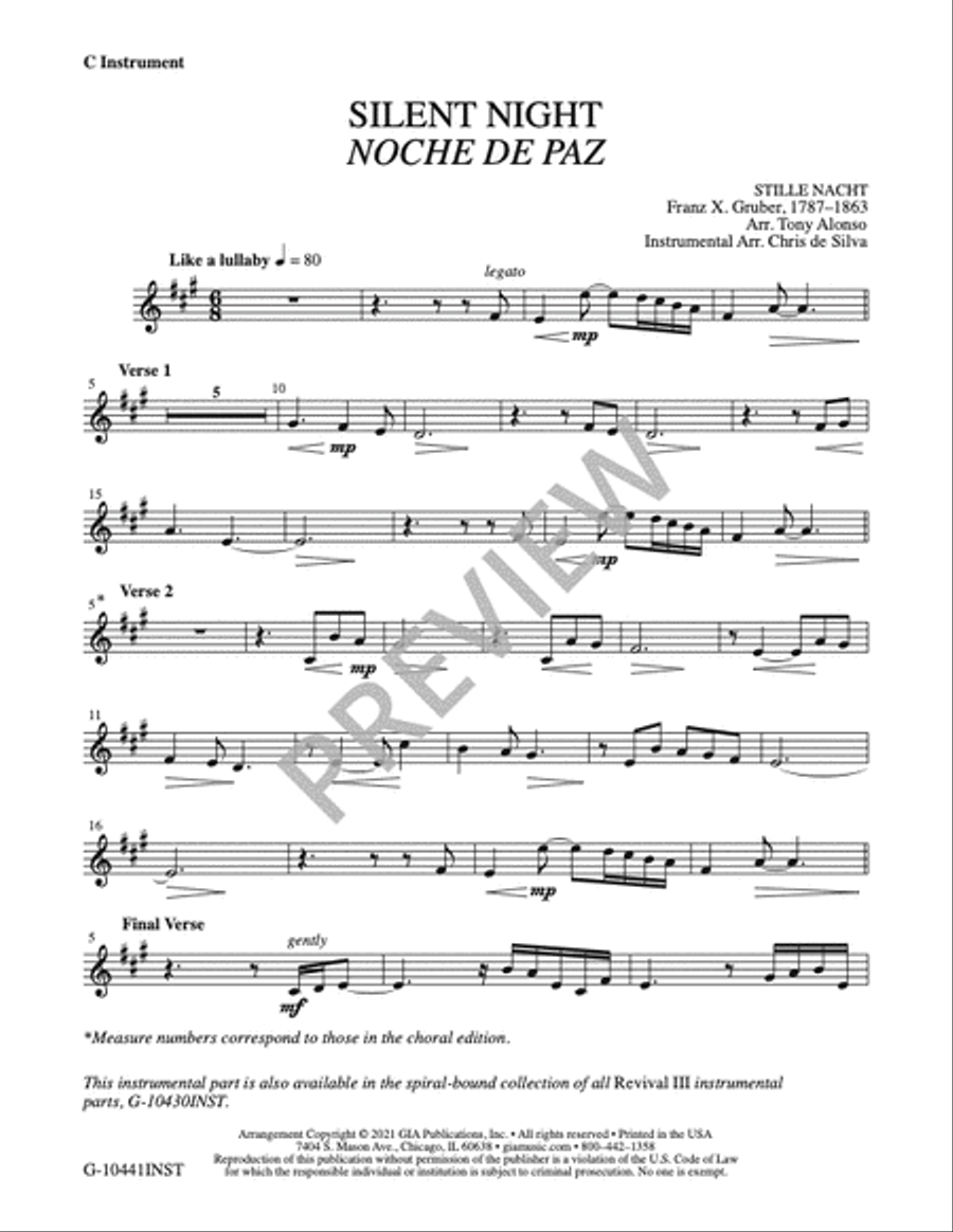 Silent Night, Holy Night - Instrument edition