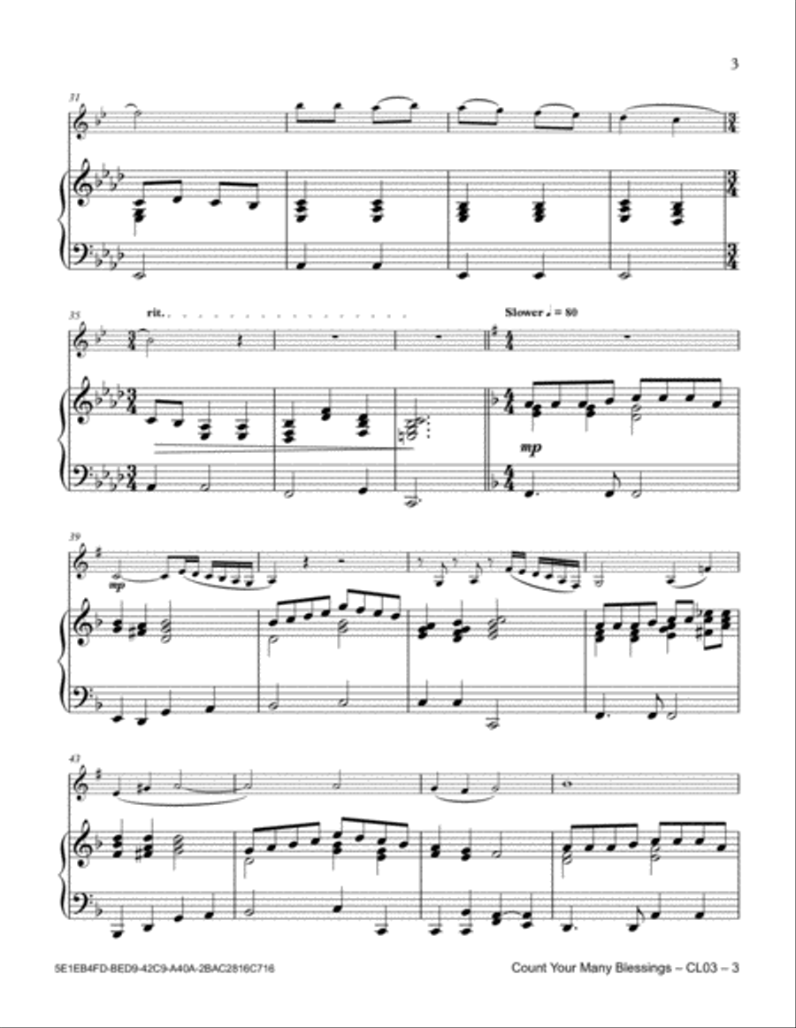 Count Your Many Blessings Clarinet Solo scores gallery preview page 3