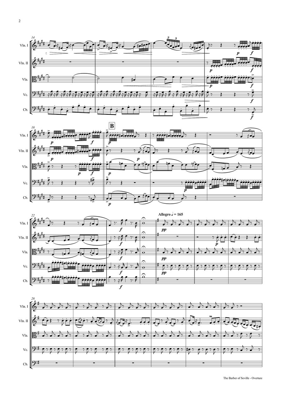 The Barber of Seville - Overture - String Quintet - E String Orchestra scores gallery preview page 3