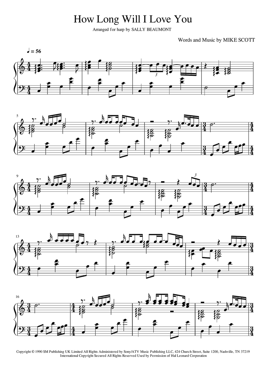 How Long Will I Love You How Long Will I Love You Harp scores gallery preview page 1
