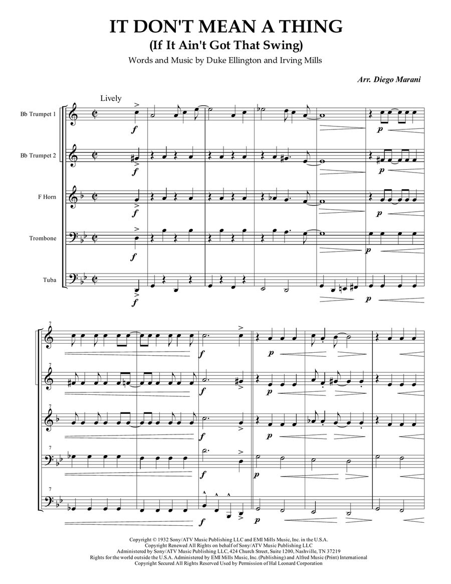 It Don't Mean A Thing (If It Ain't Got That Swing) Brass Ensemble scores gallery preview page 3