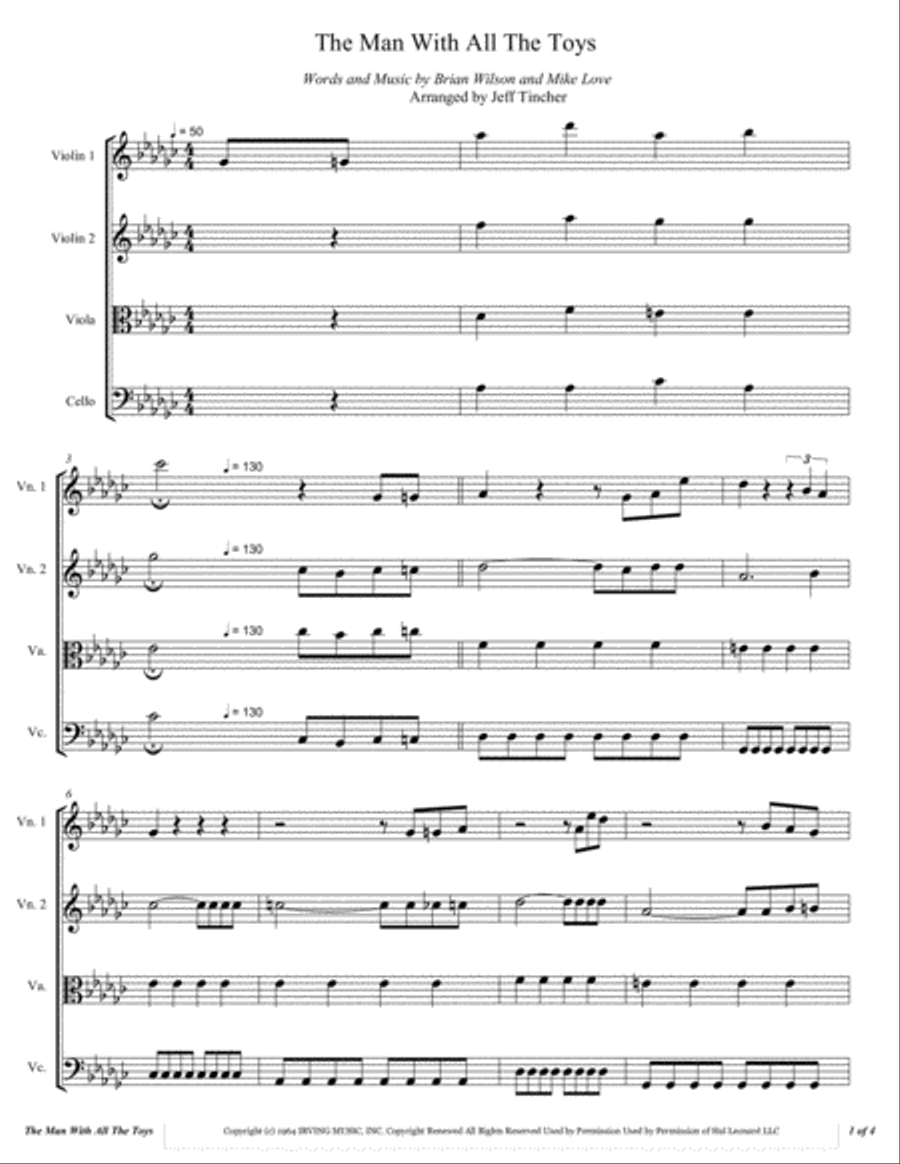 Man With All The Toys, The String Quartet scores gallery preview page 2
