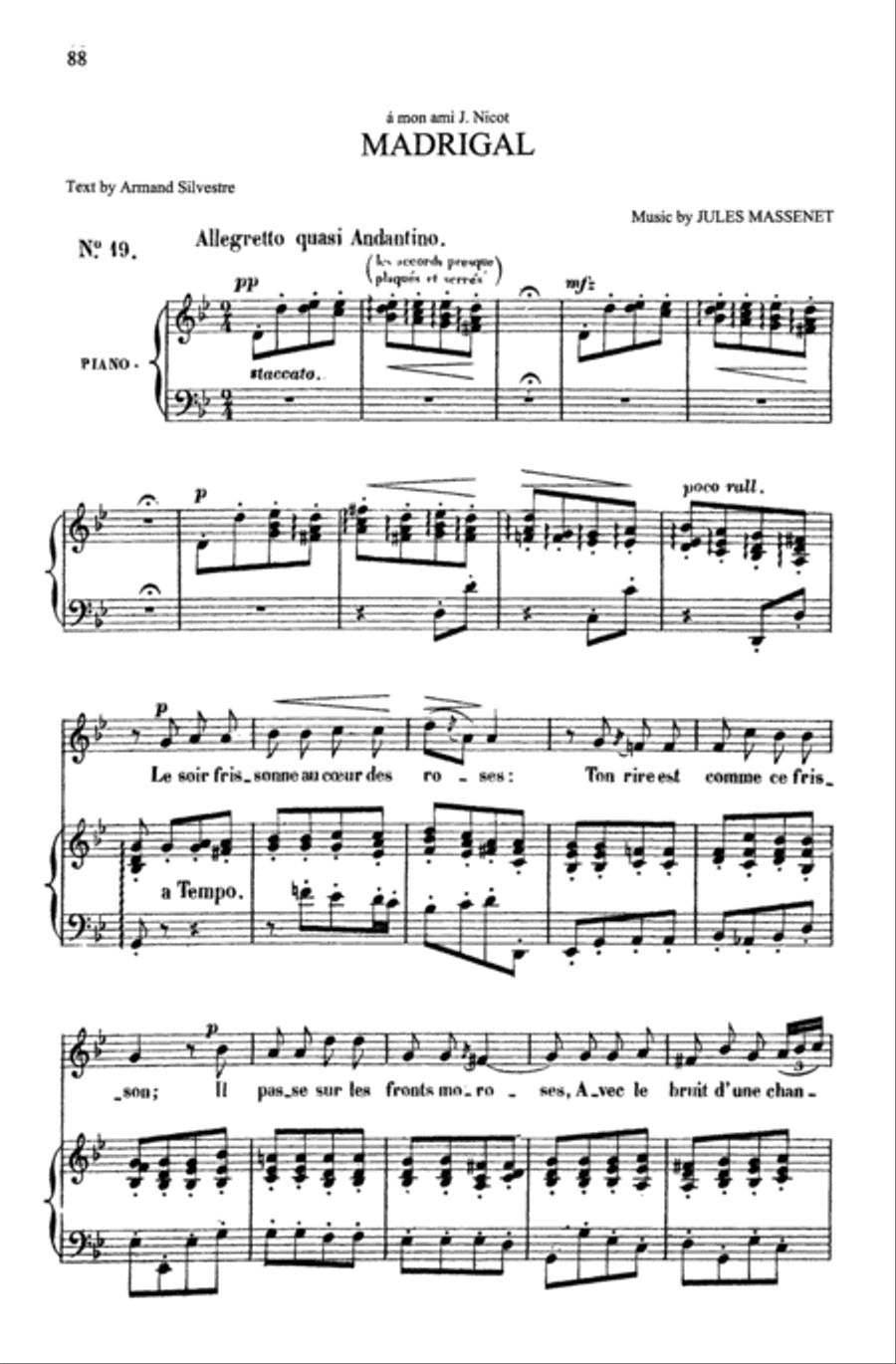 Massenet: Songs, Volume I, High Voice (French) High Voice scores gallery preview page 1