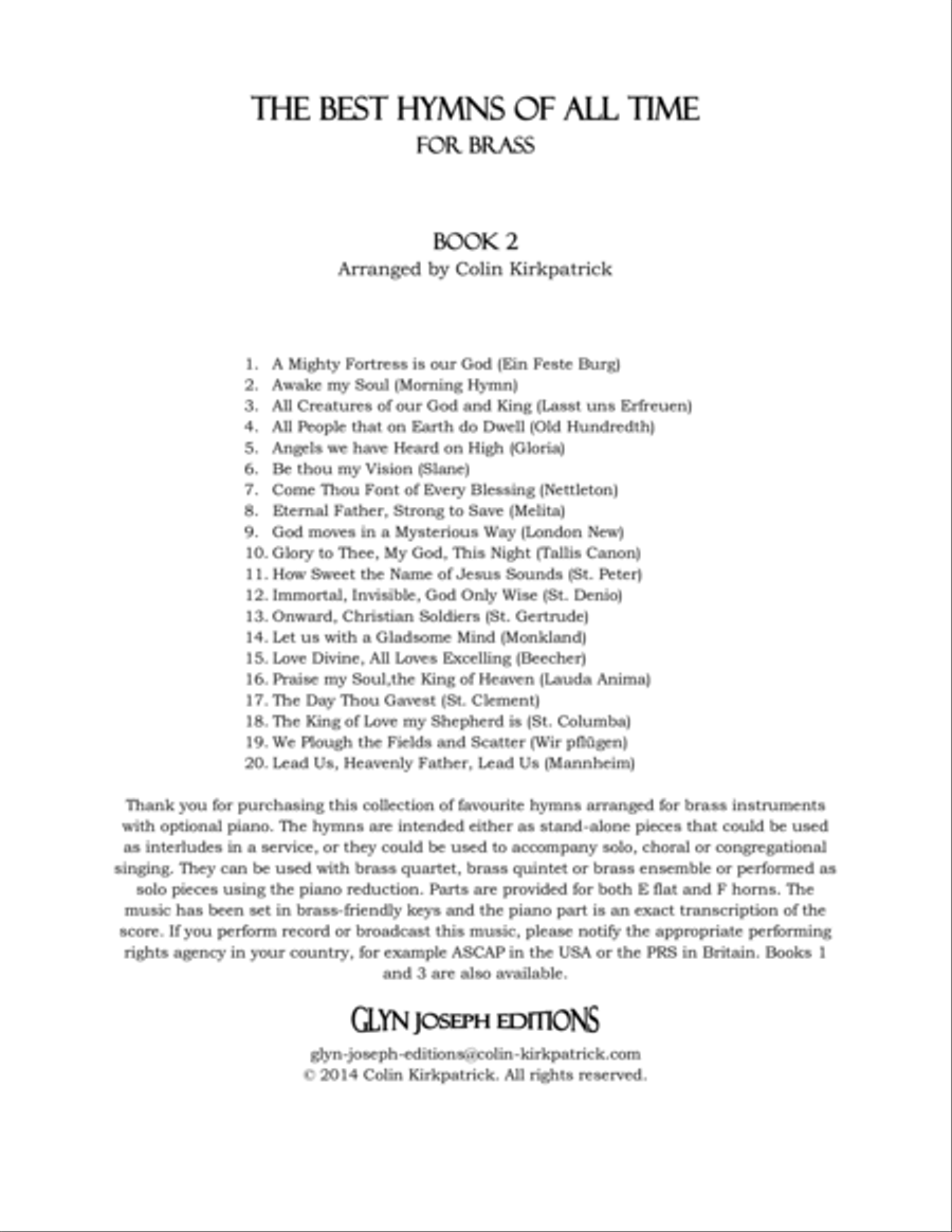 The Best Hymns of All Time (for Brass) Book 2 Brass Ensemble scores gallery preview page 2