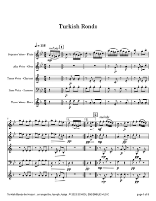 Turkish Rondo by Mozart for Woodwind Quartet in Schools