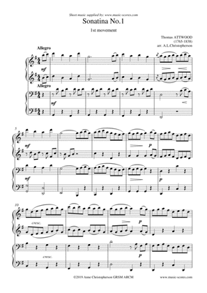 Attwood Sonatina No.1: 1st Movement: Piano Duet