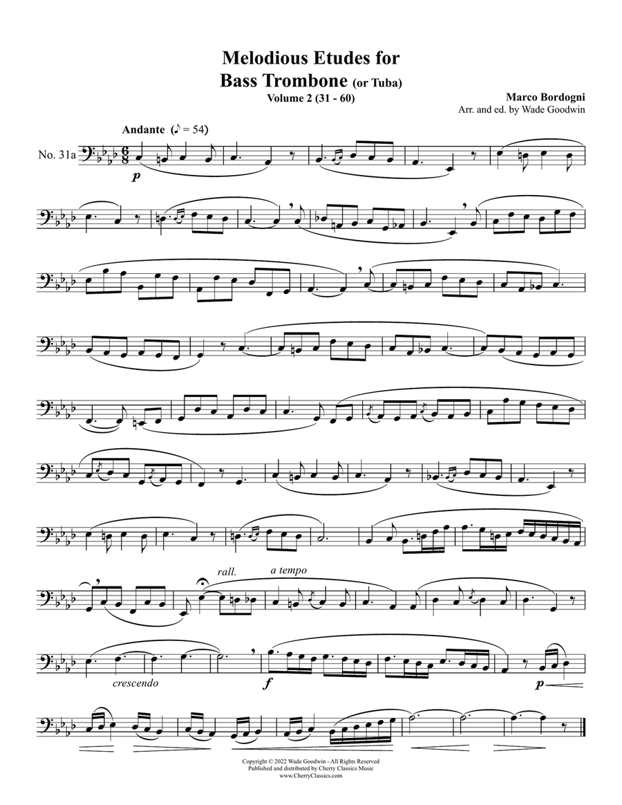 Melodious Etudes for Bass Trombone or Tuba, Volume 2 (31-60) Bass Trombone scores gallery preview page 4