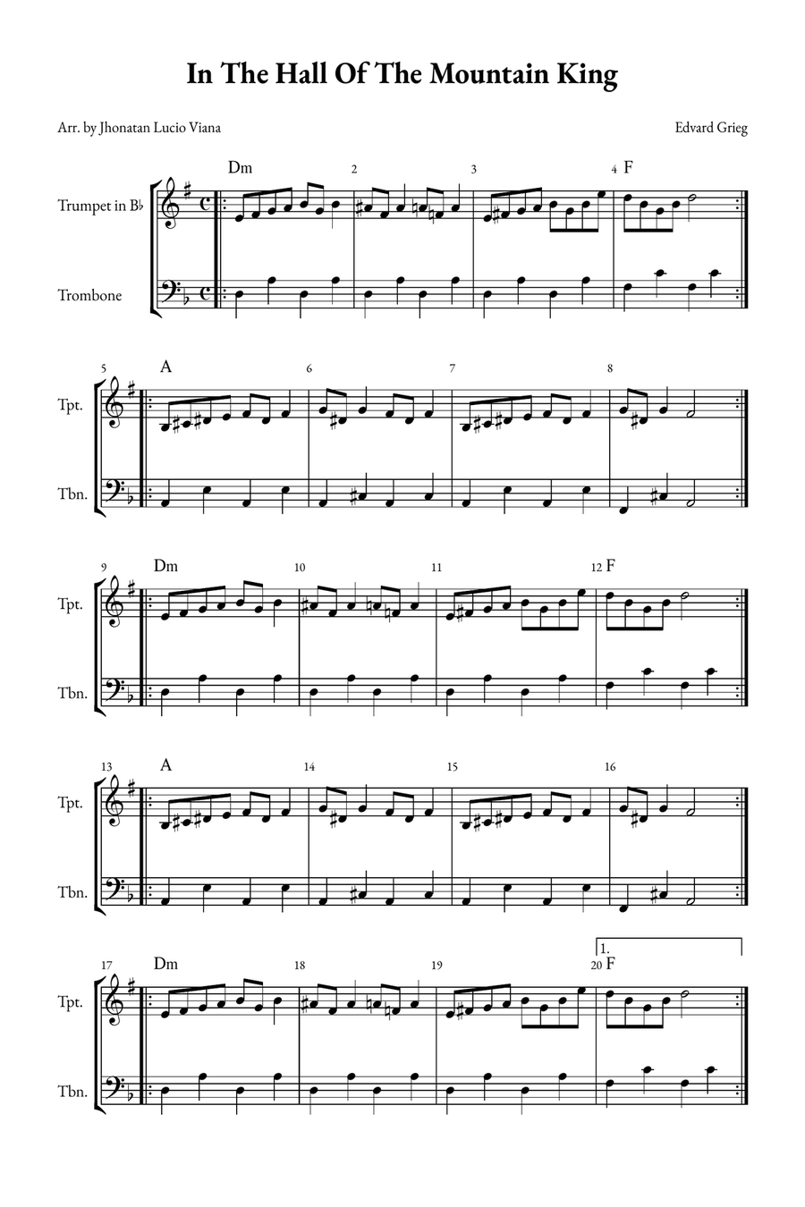 In The Hall of the Mountain King Brass Duet scores gallery preview page 1