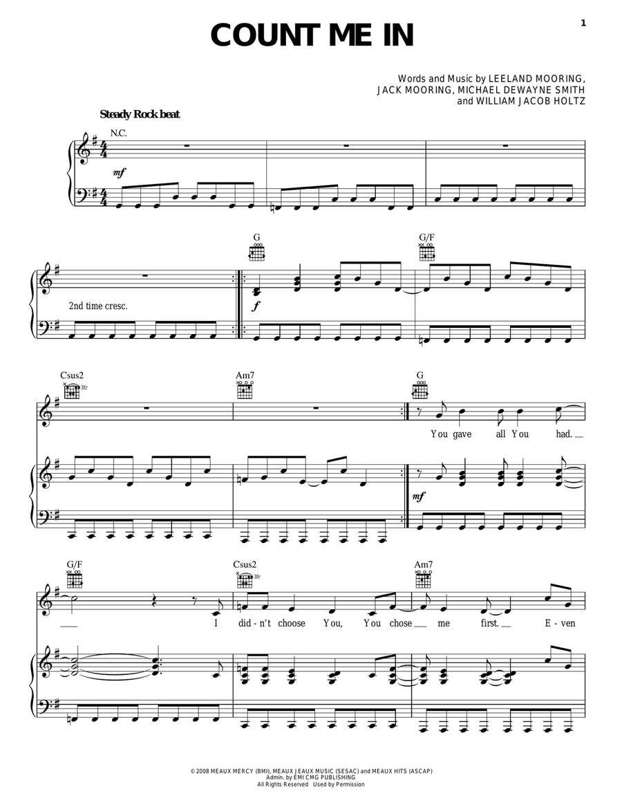 Count Me In Piano, Vocal, Guitar scores gallery preview page 1