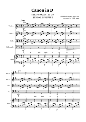 Canon in D - String Quartet and Piano (with chords)