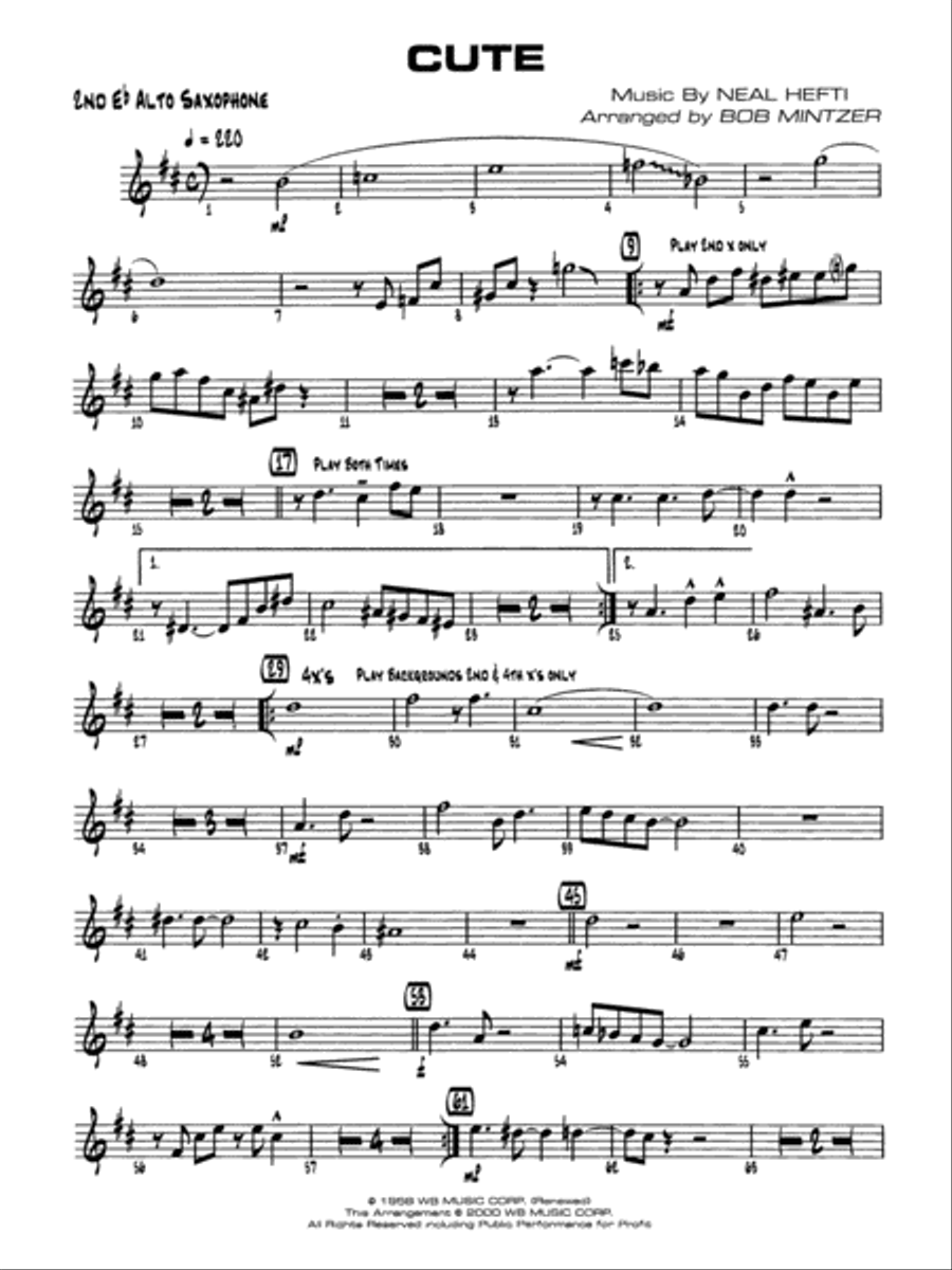 Cute: 2nd E-flat Alto Saxophone Jazz Ensemble scores gallery preview page 1