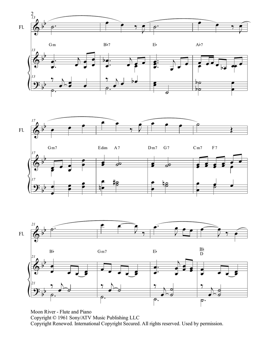 Moon River Flute Solo scores gallery preview page 2