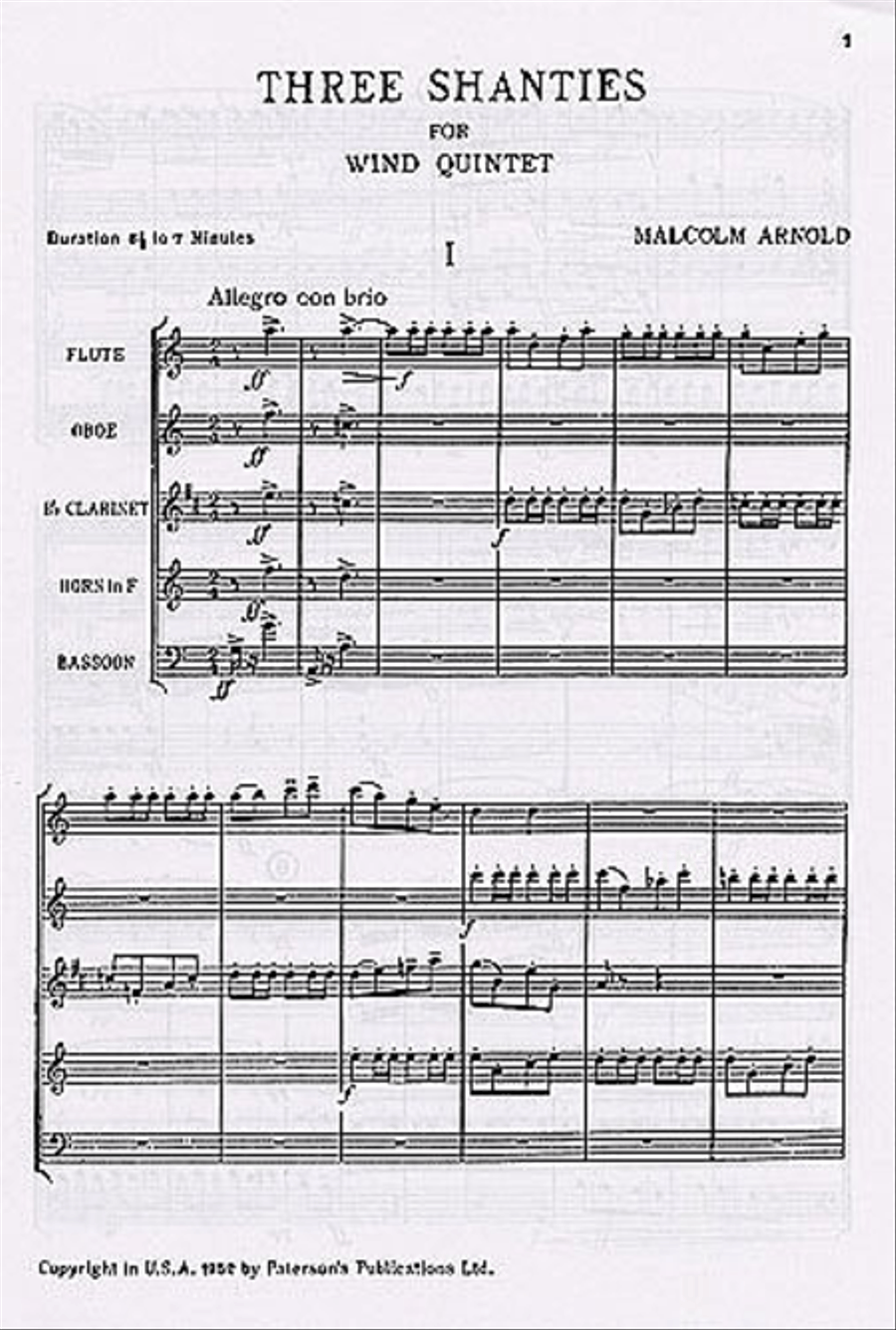 3 Shanties Op. 4 Woodwind Quintet scores gallery preview page 1