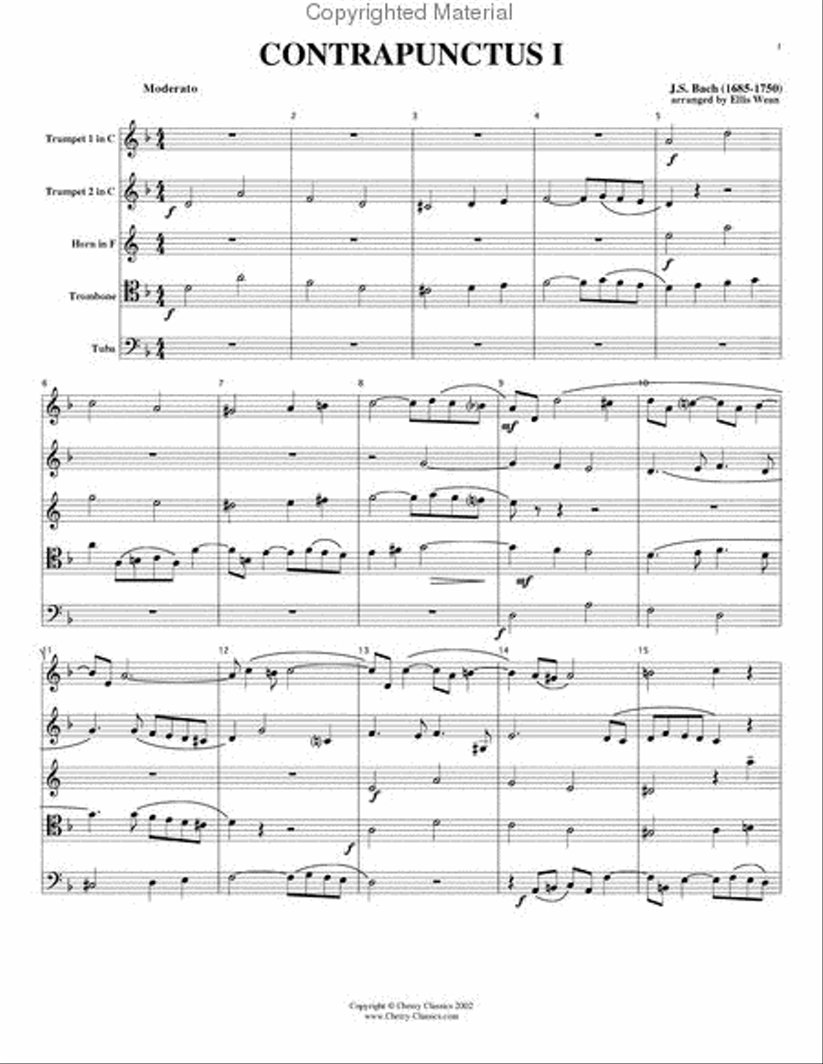 Contrapunctus #1 for Brass Quintet Brass Quintet scores gallery preview page 2
