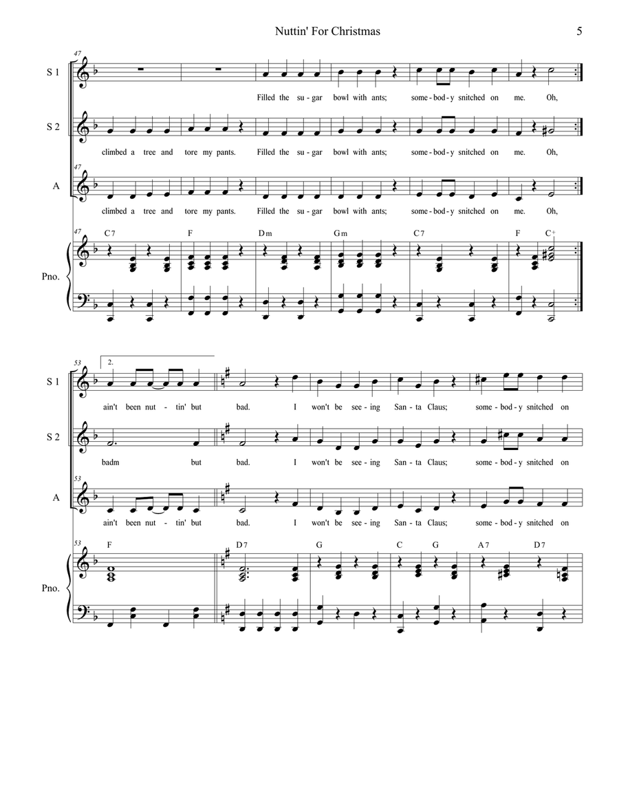 Nuttin' For Christmas SSA scores gallery preview page 5