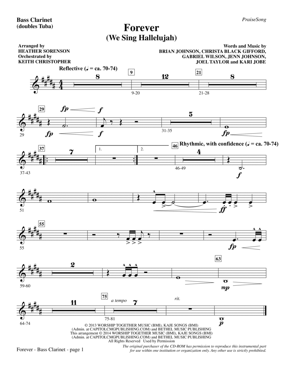 Forever (We Sing Hallelujah) - Bass Clarinet (sub. Tuba)