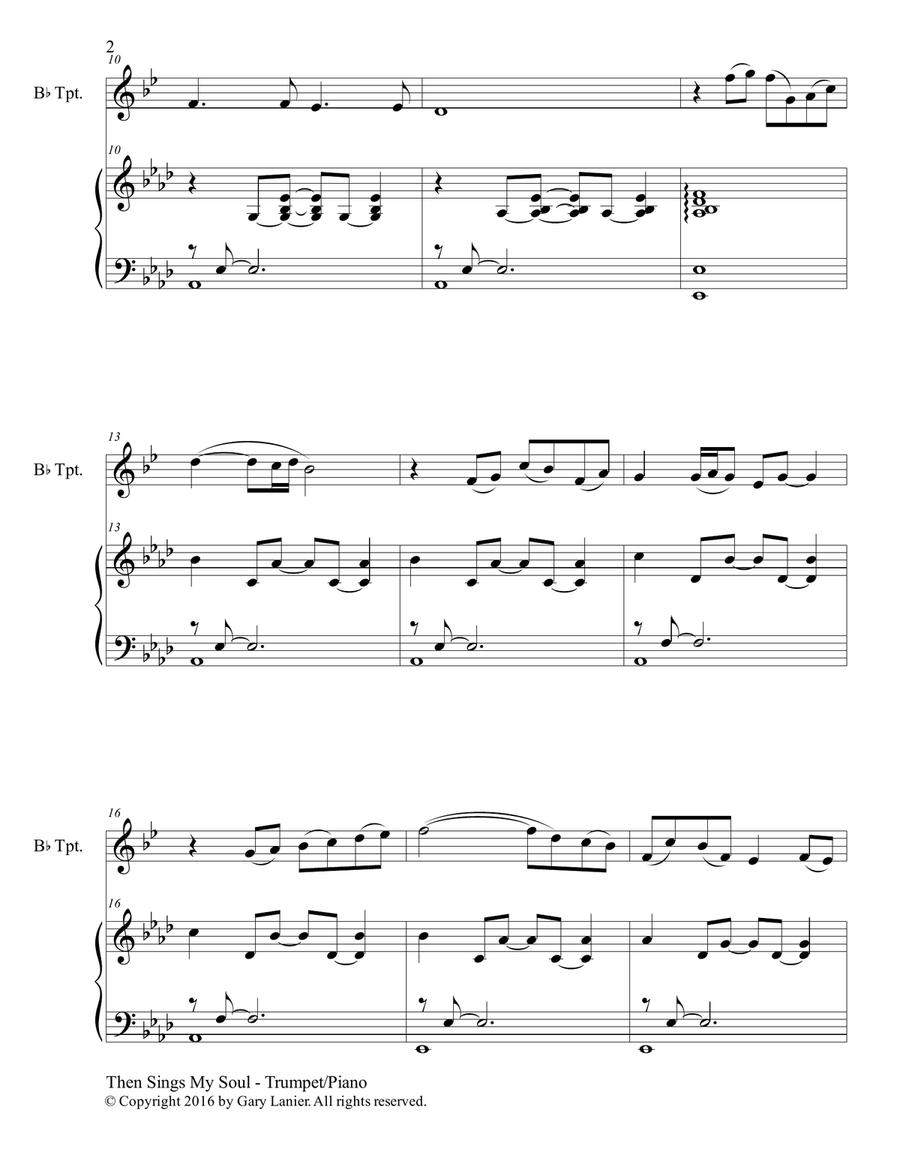 THEN SINGS MY SOUL (For Bb Trumpet & Piano with Parts) THEN SINGS MY SOUL (For Bb Trumpet & Piano with Parts) B-Flat Trumpet scores gallery preview page 3