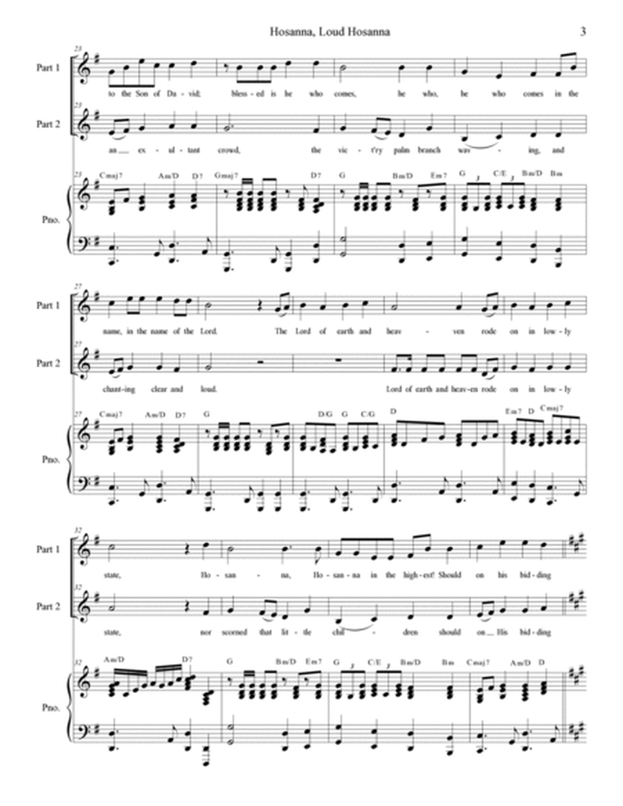 Hosanna, Loud Hosanna (with "Ride On, Ride On In Majesty!") (2-part choir) - Piano accompaniment image number null
