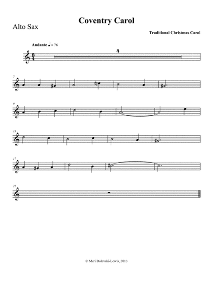 A Beginner Saxophone Christmas--E flat Saxes (alto, baritone)
