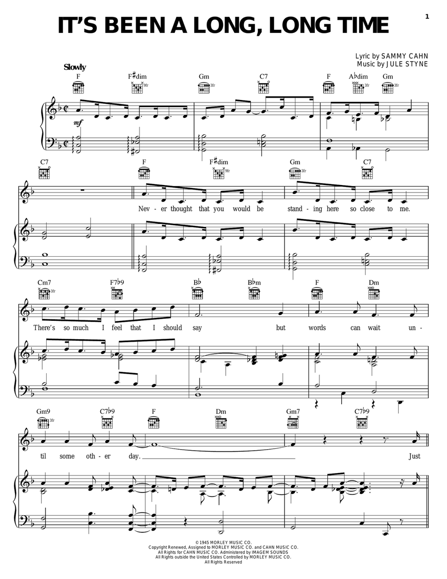 It's Been A Long, Long Time Piano, Vocal, Guitar scores gallery preview page 1