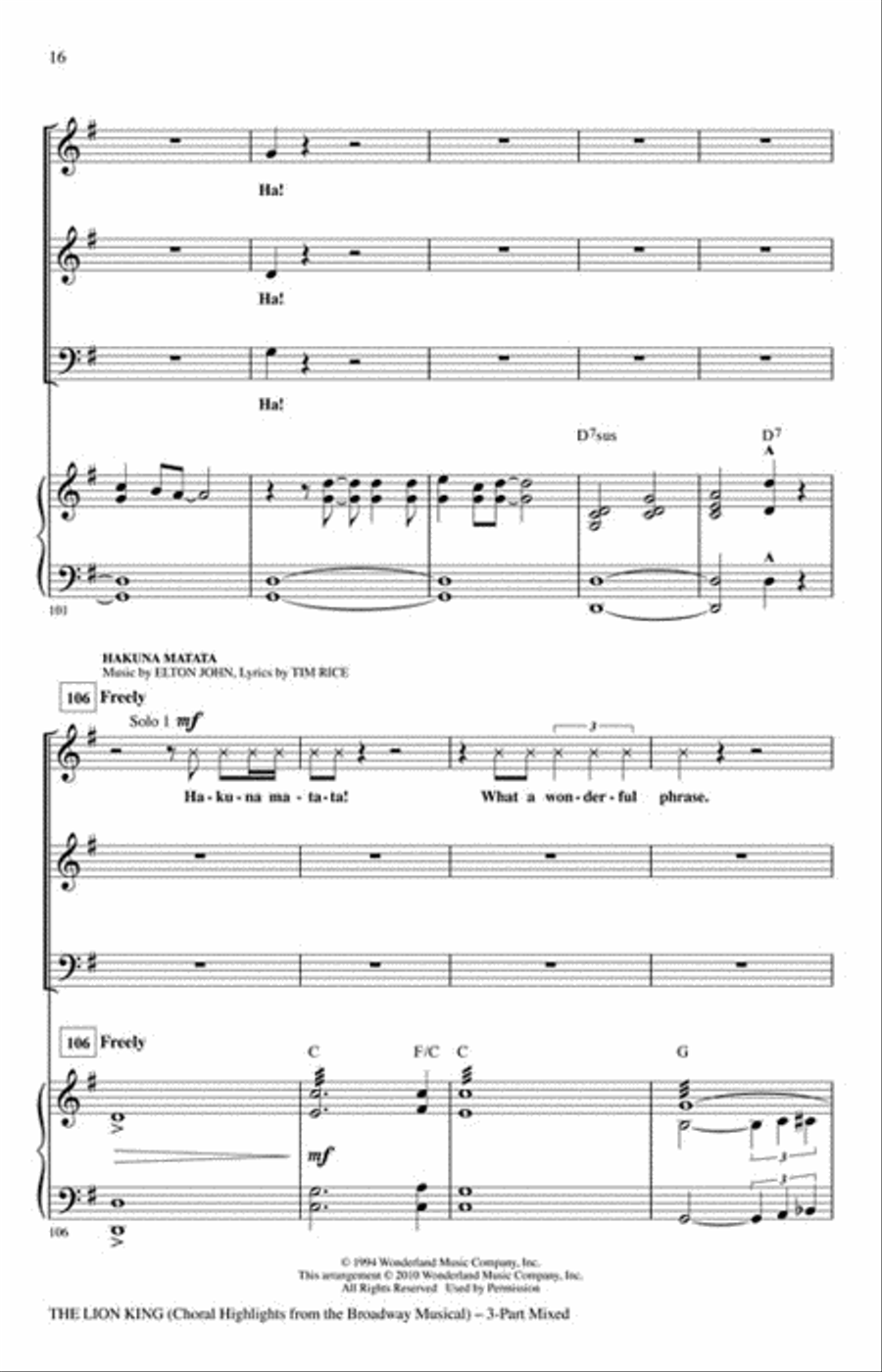 The Lion King Choir scores gallery preview page 4