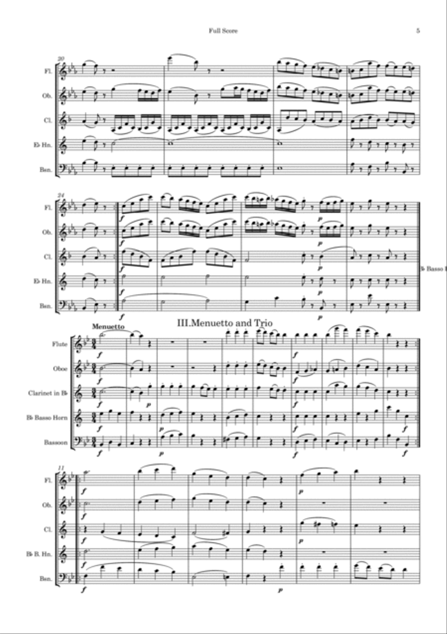 Mozart: Divertimento No.4 from “Five Divertimenti for 3 basset horns” K439b - wind quintet Woodwind Quintet scores gallery preview page 6