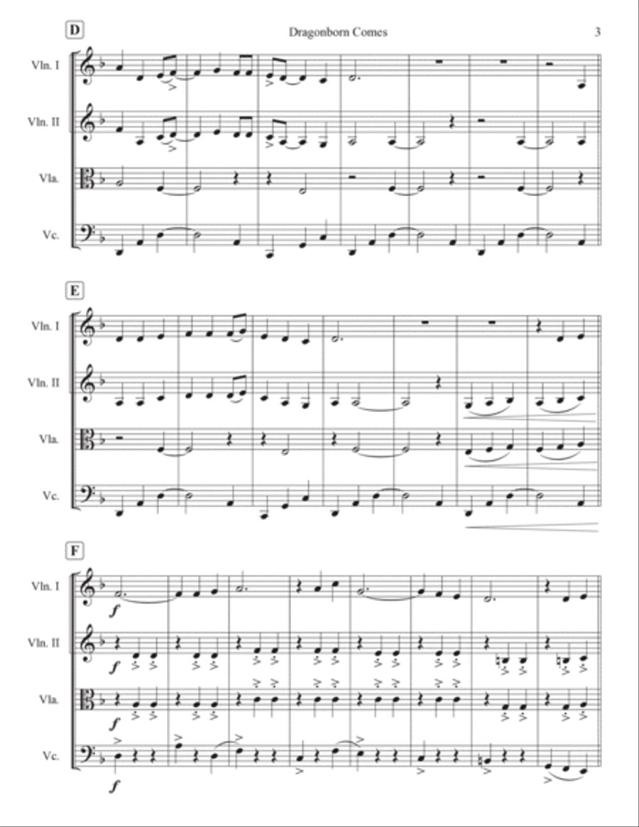 Dragonborn Comes Dragonborn Comes String Quartet scores gallery preview page 3
