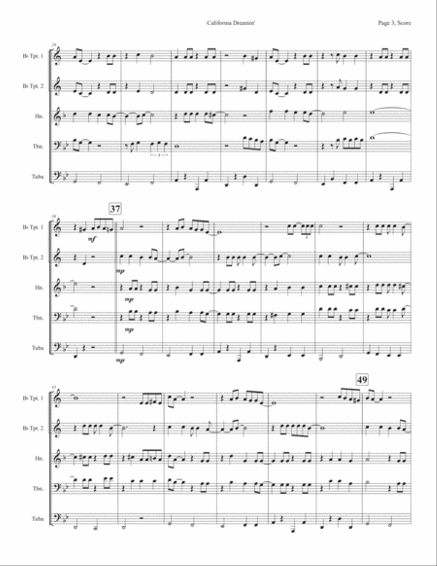 California Dreamin' Horn scores gallery preview page 3