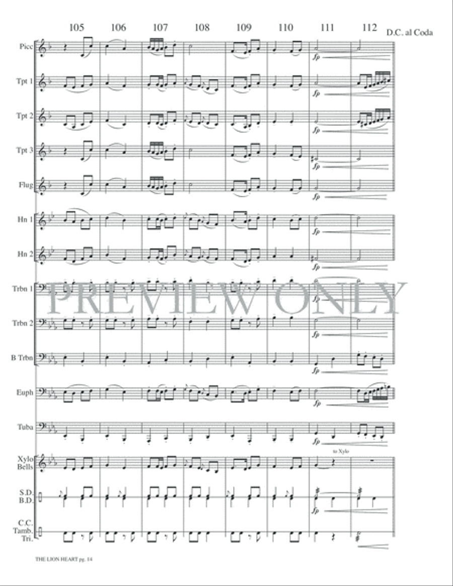 The Lion Heart Small Ensemble scores gallery preview page 16