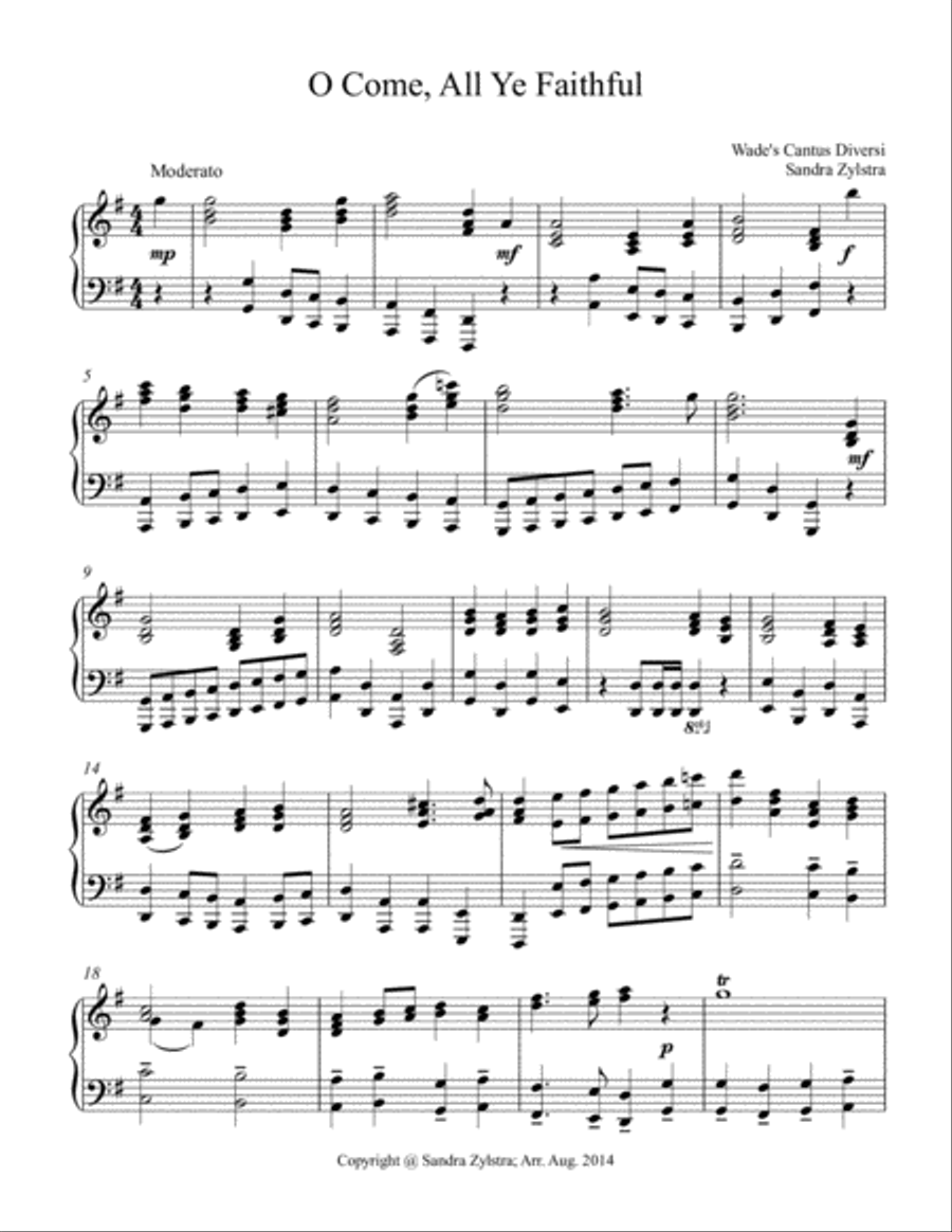 O Come, All Ye Faithful (late intermediate piano solo) Piano Solo scores gallery preview page 2