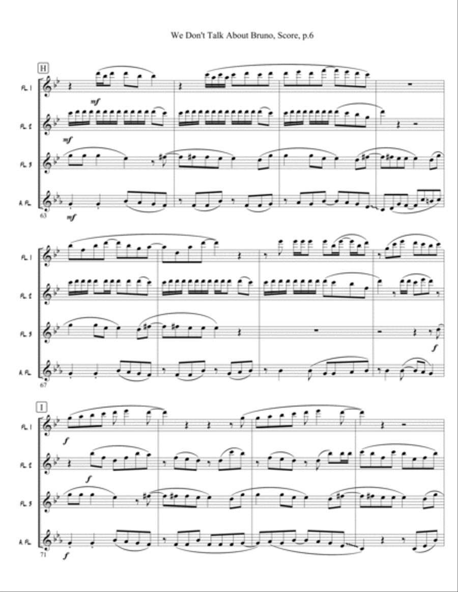 We Don't Talk About Bruno Flute Quartet scores gallery preview page 6