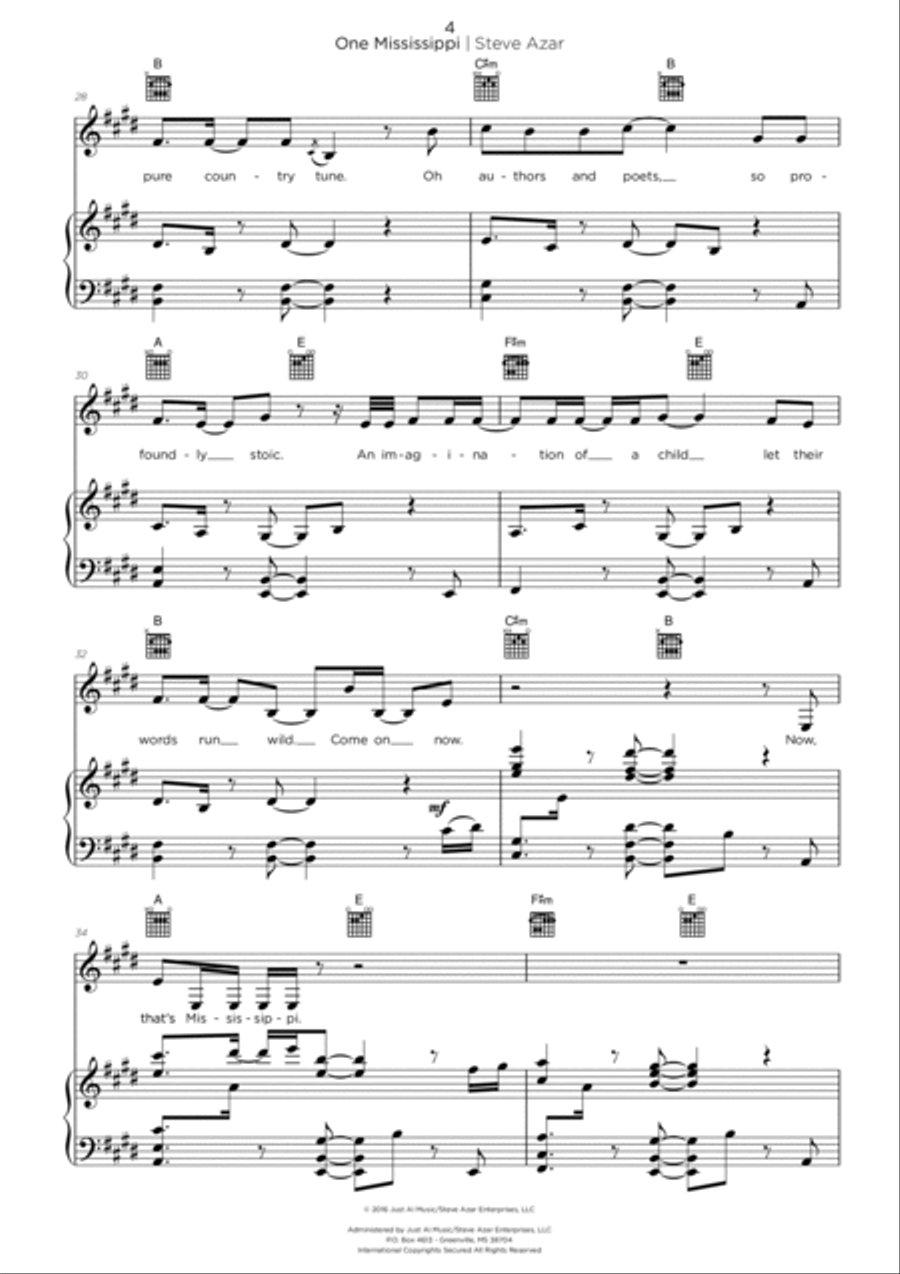 One Mississippi (The Official State Song of Mississippi) One Mississippi (The Official State Song of Mississippi) Piano, Vocal, Guitar scores gallery preview page 5