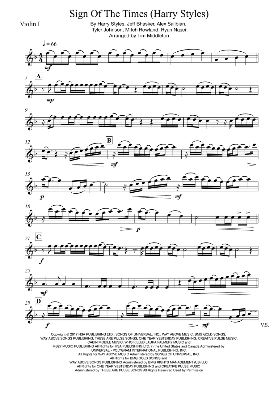 Sign Of The Times String Quartet scores gallery preview page 2