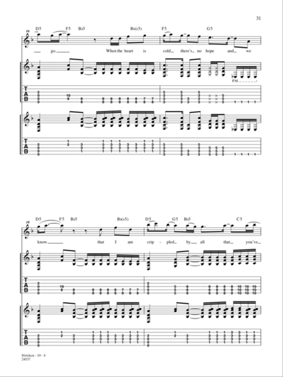 Stricken Guitar Tablature scores gallery preview page 4