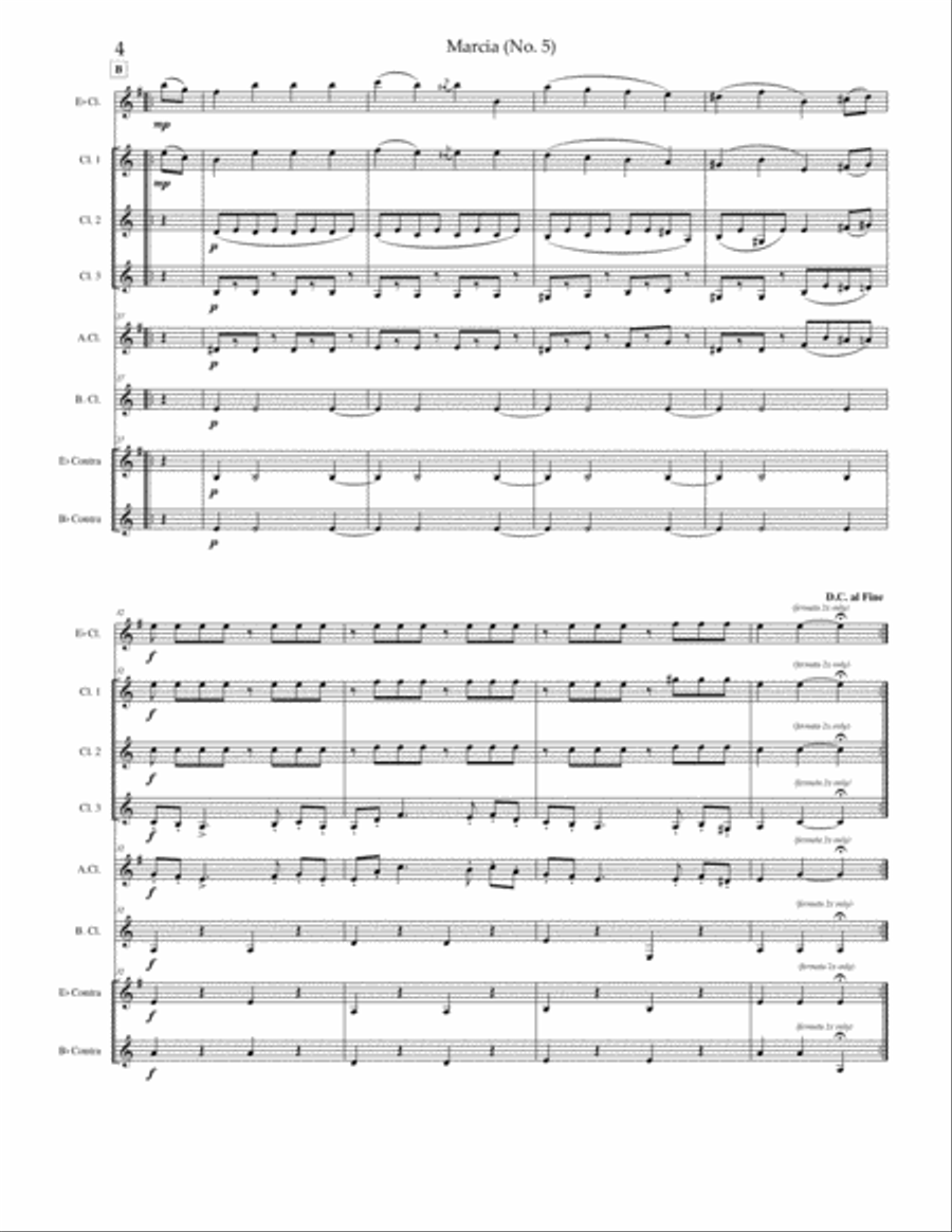 Marcia No. 5 (Op. 3) Clarinet Choir scores gallery preview page 5