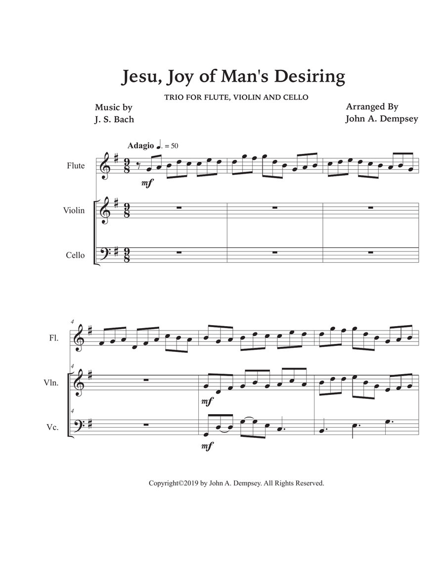 Jesu, Joy of Man's Desiring (Trio for Flute, Violin and Cello) Small Ensemble scores gallery preview page 5