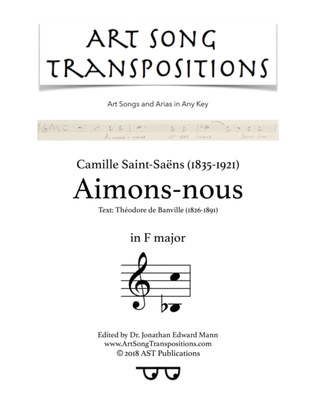 Book cover for SAINT-SAËNS: Aimons-nous (transposed to F major)