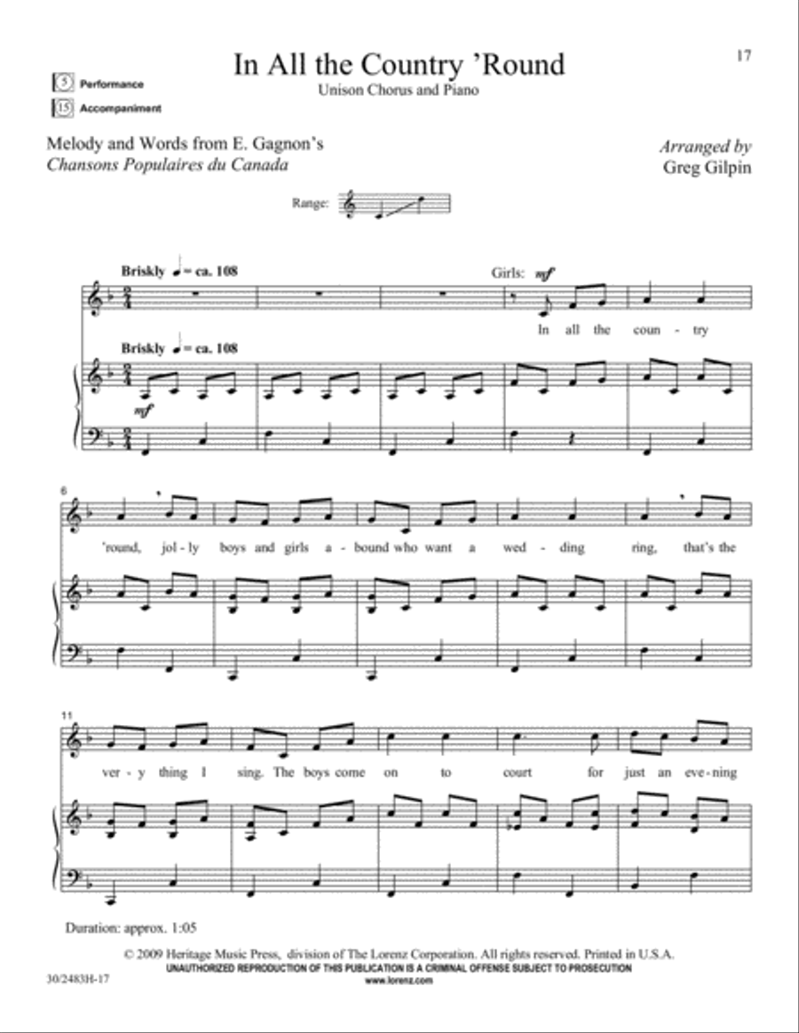 Friends to the North and Friends to the South Unison Choir scores gallery preview page 18