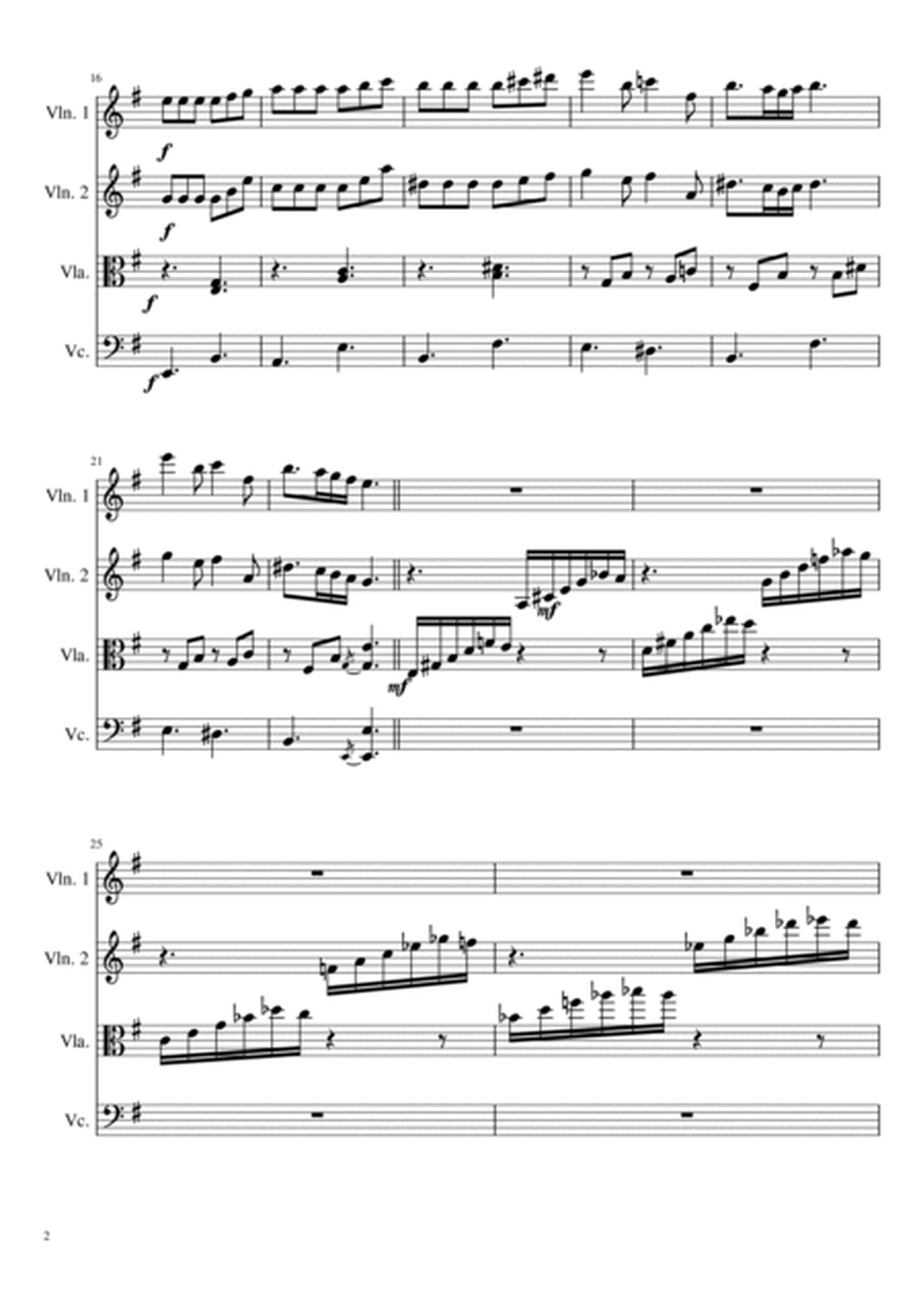 Opus 178a, Romance for String Quartet in E-la (Score & Parts) image number null